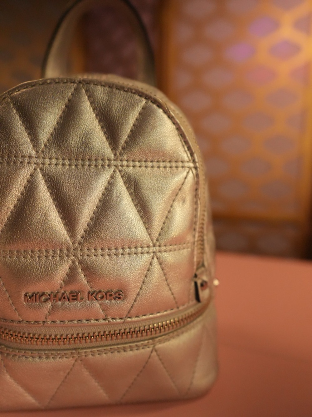 Michael Kors Quilted Mini Backpack in Metallic Silver - Picture 4 of 8